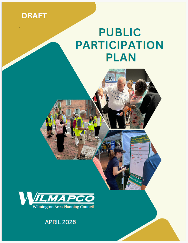 Public Participation Plan cover showing photos of people on the street, pointing to a display board, and looking at a sticker survey board